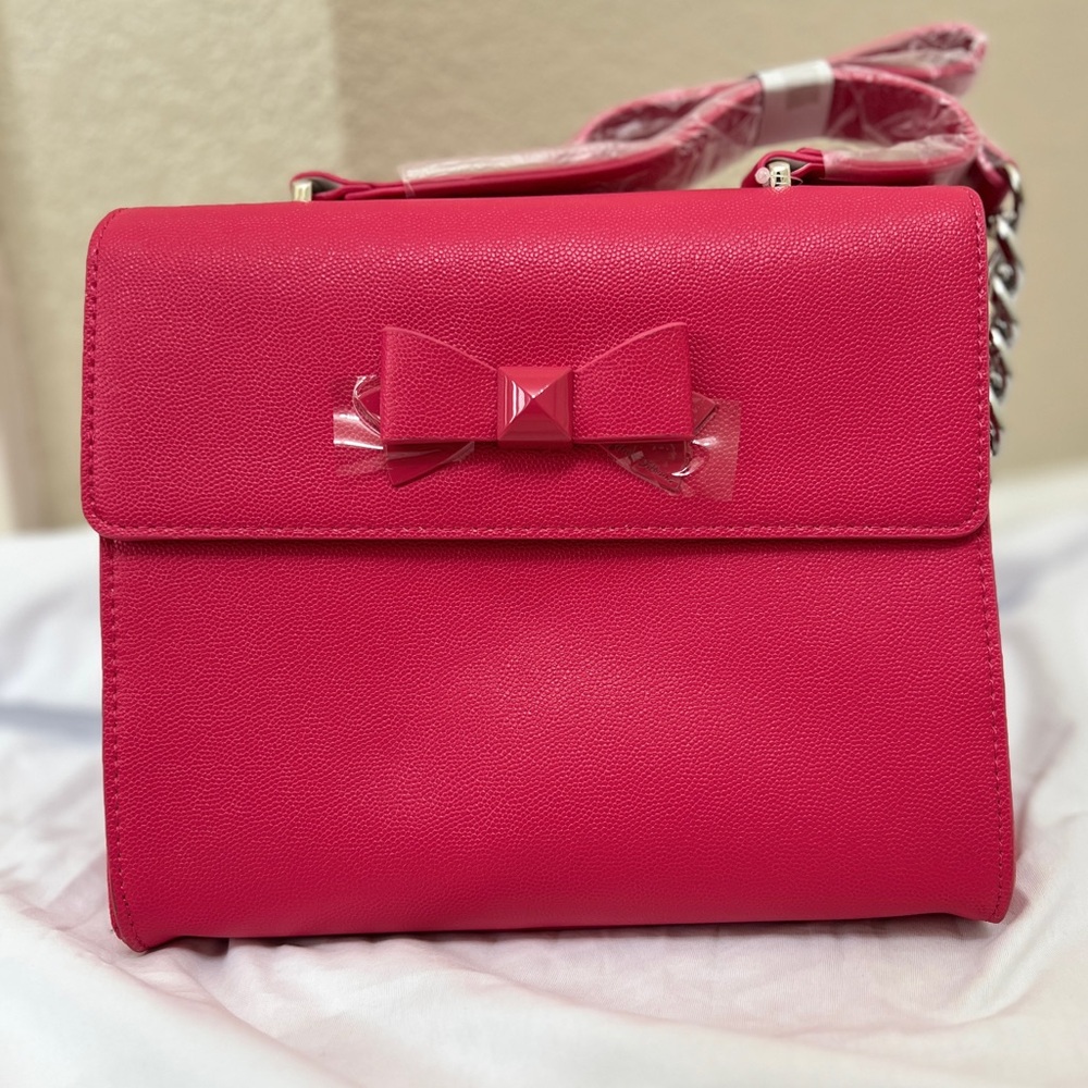 NWT Betsey Johnson Bright Pink Crossbody Bag with Bow Coquette